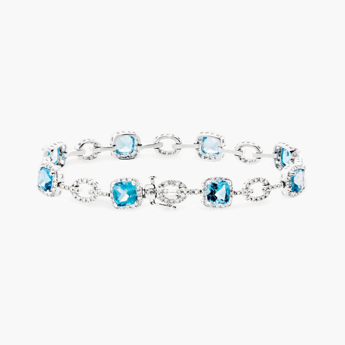 Blue Topaz and Diamond Halo Bracelet