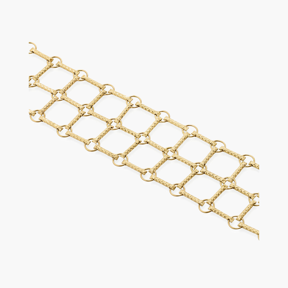 Gold Tube and Circle Link Bracelet, Diamond-Cut Finish