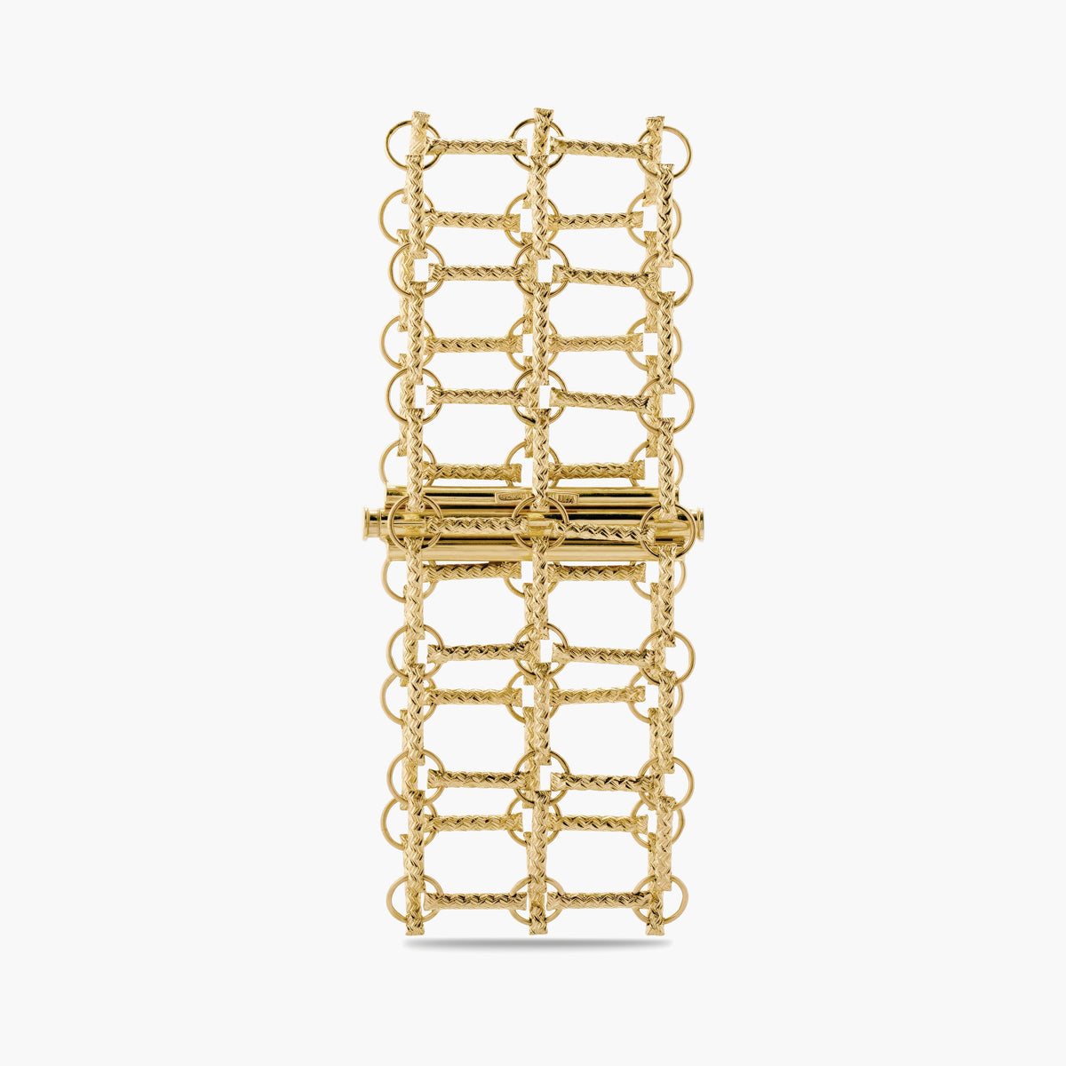 Gold Tube and Circle Link Bracelet, Diamond-Cut Finish