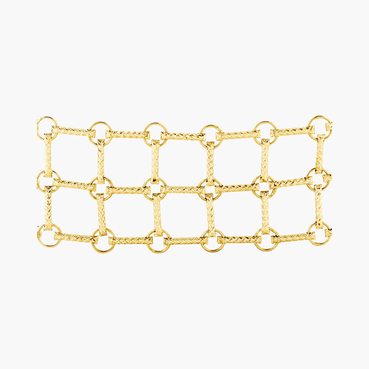 Gold Tube and Circle Link Bracelet, Diamond-Cut Finish