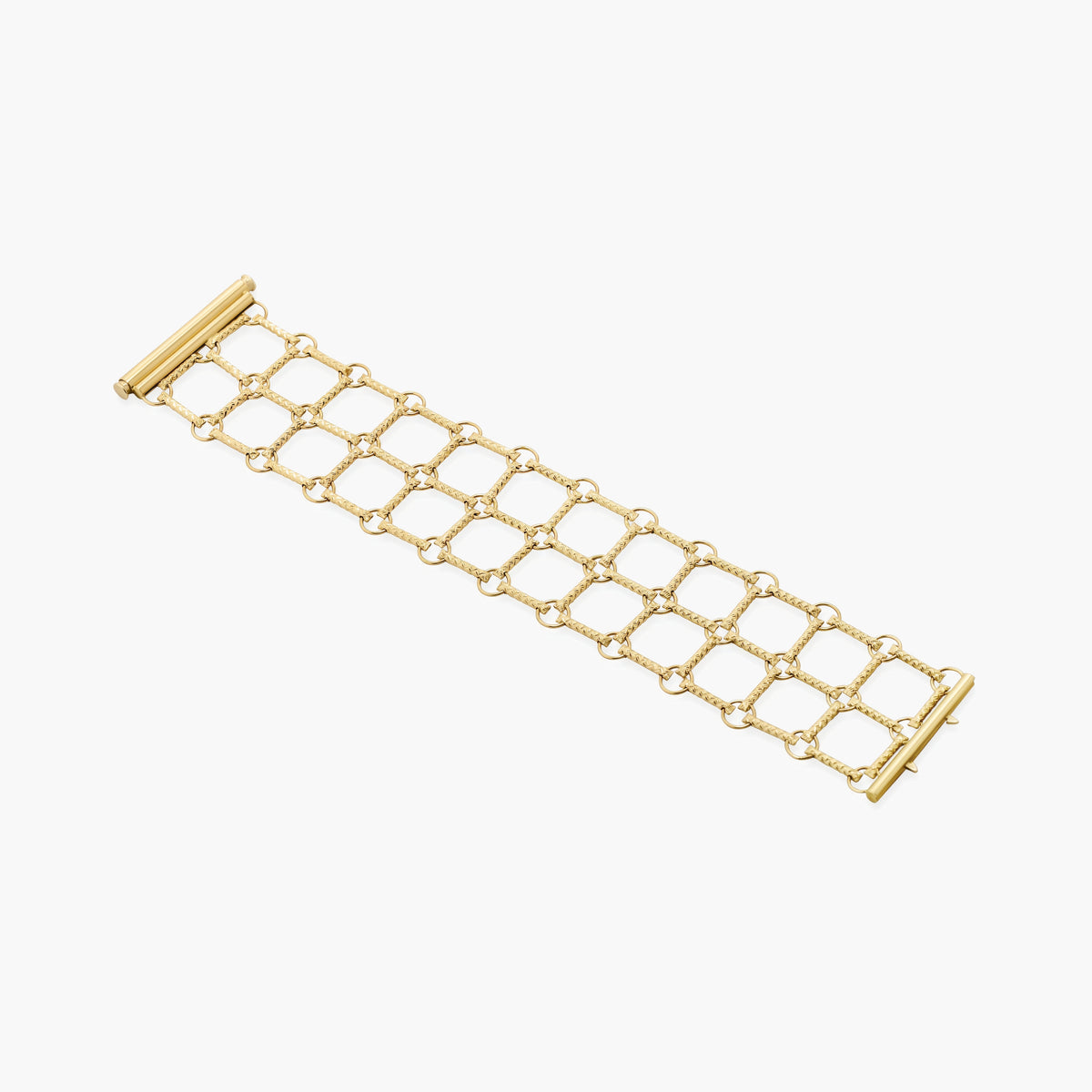 Gold Tube and Circle Link Bracelet, Diamond-Cut Finish