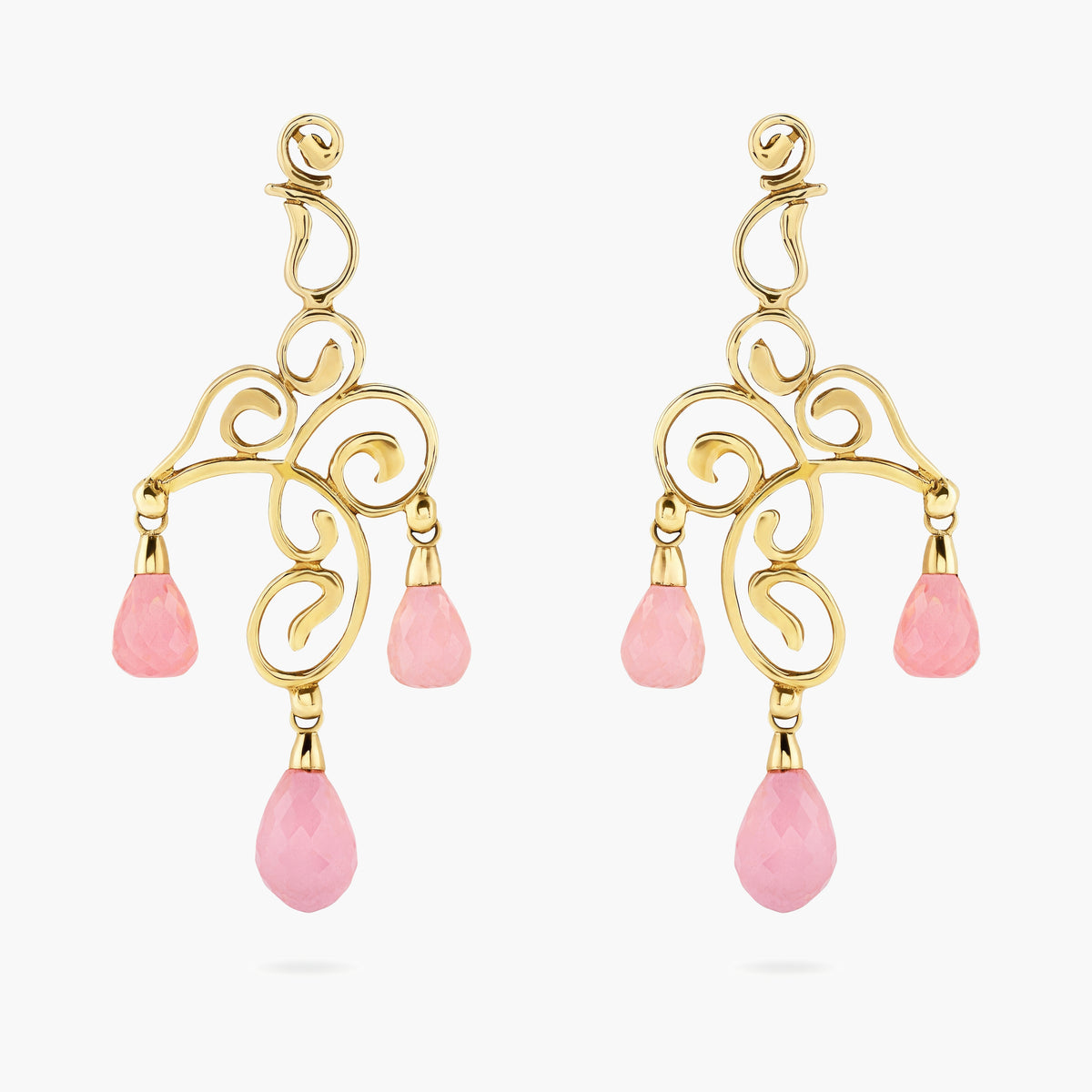 Aqua drop chandelier earrings