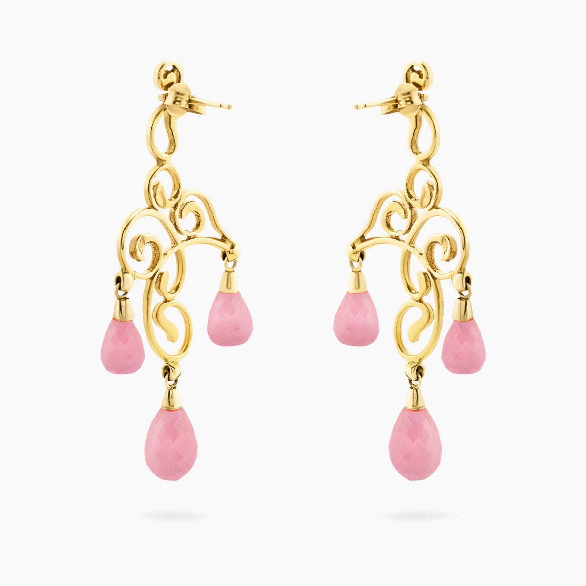 Aqua drop chandelier earrings