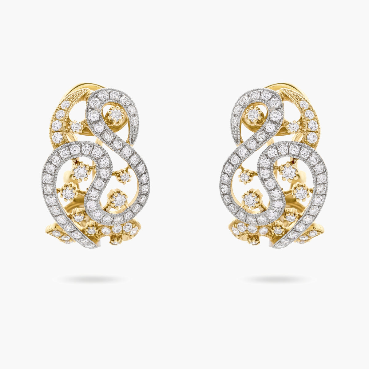 Fancy 2 tone diamond FB earrings