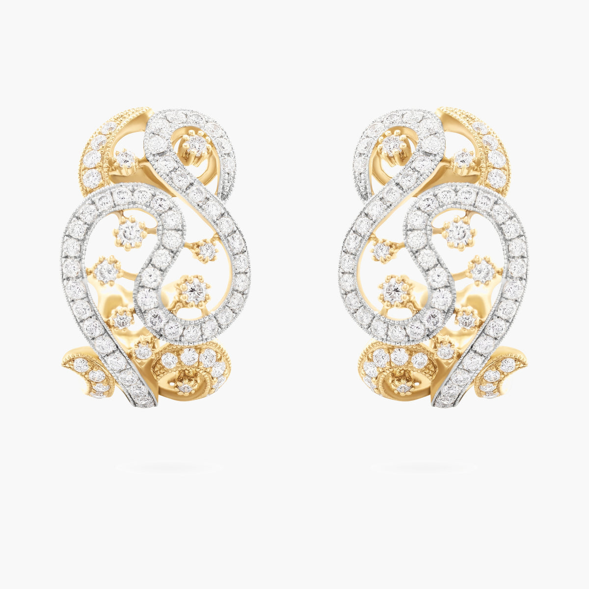 Fancy 2 tone diamond FB earrings