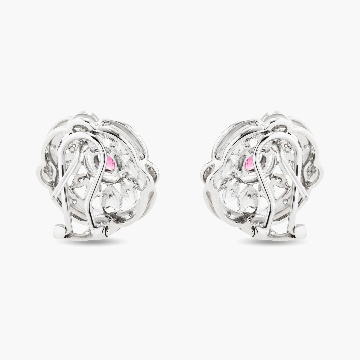 Pink Sapphire and diamond earrings
