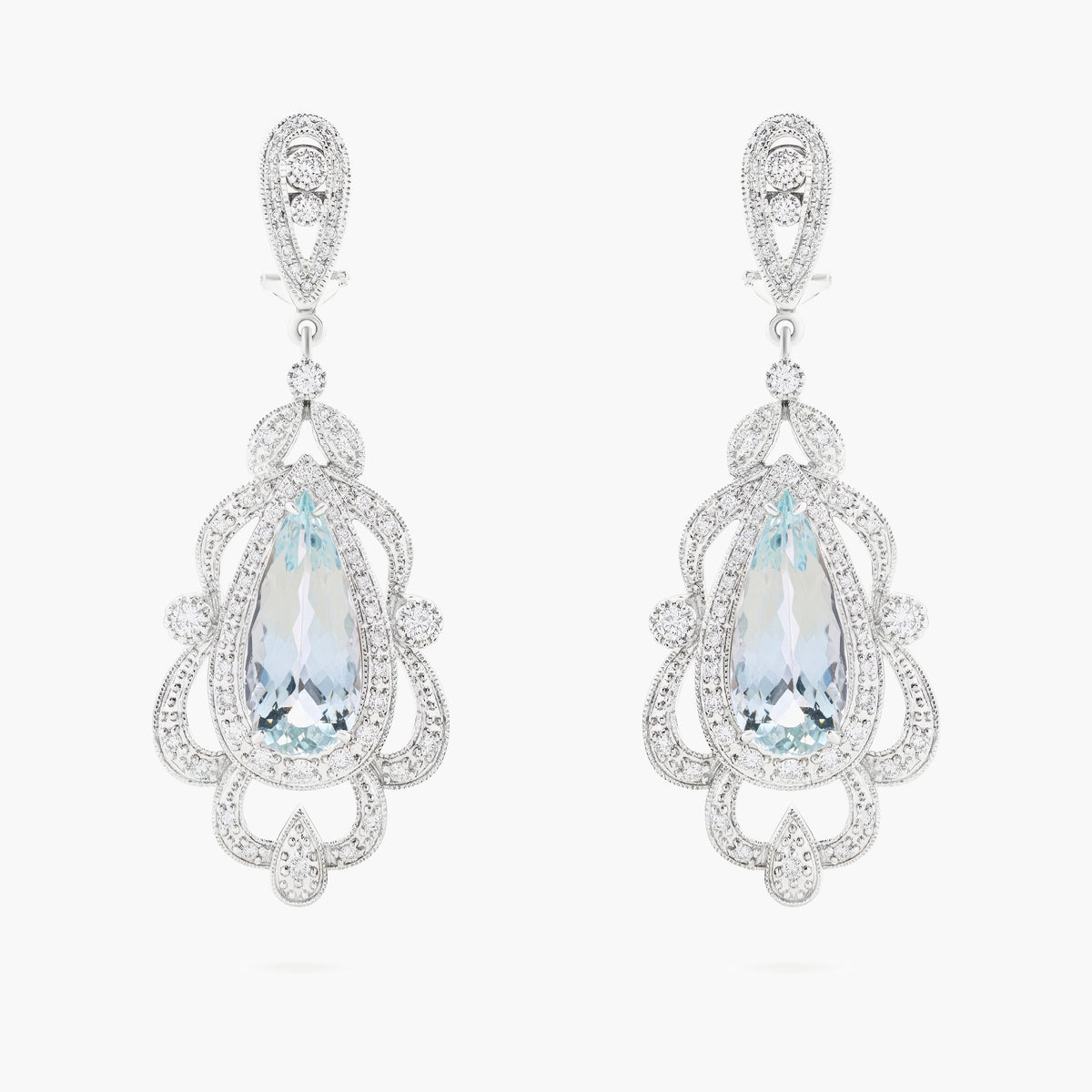 Aquamarine and diamond chandelier earrings