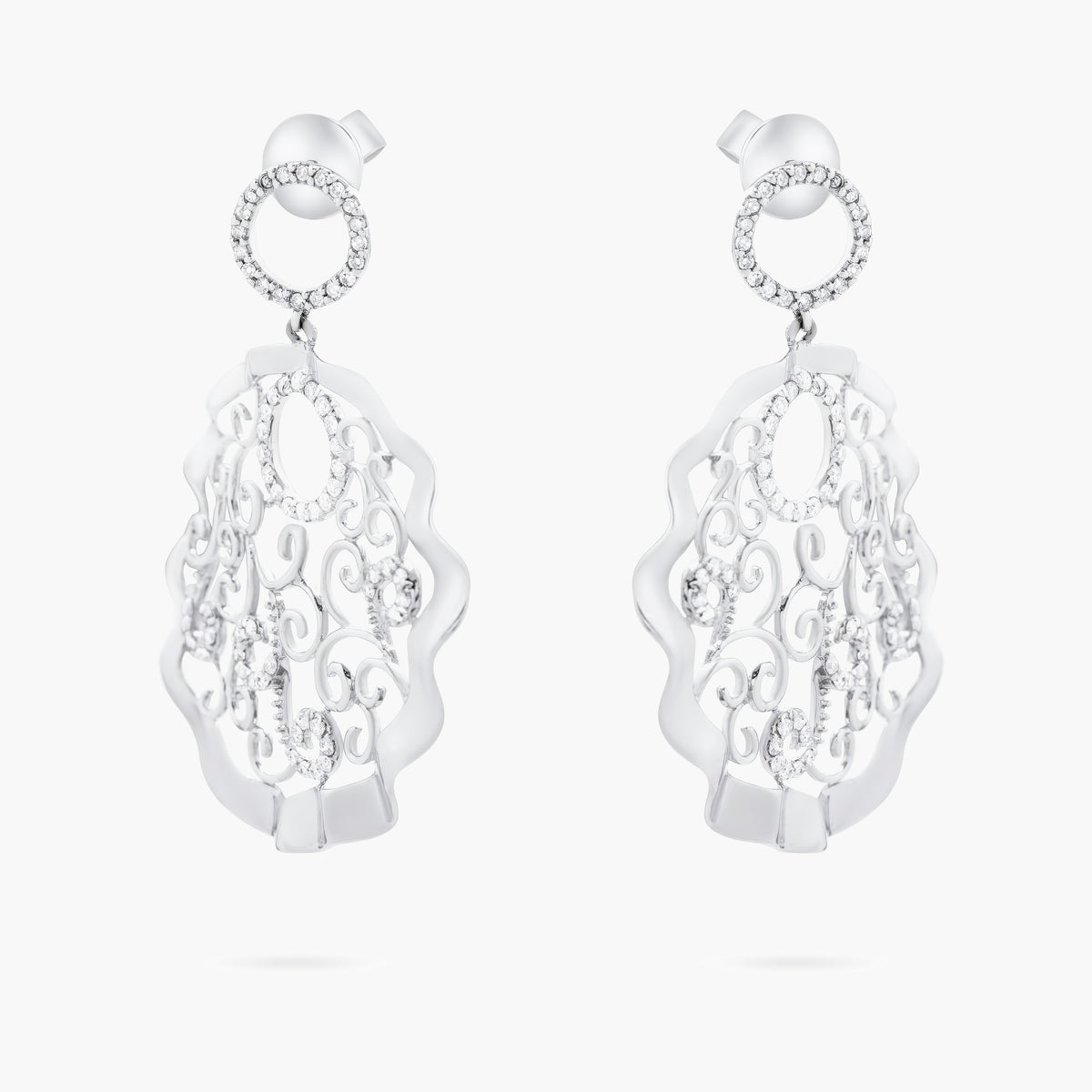 Fancy wavy diamond drop earrings