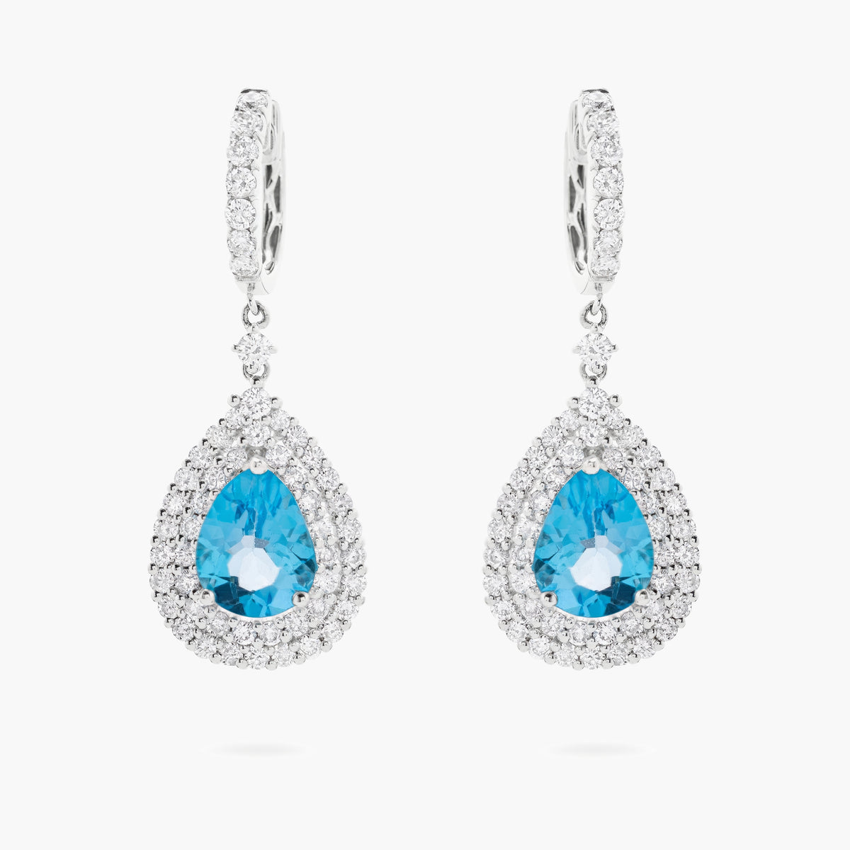 Blue topaz and diamond drop earrings