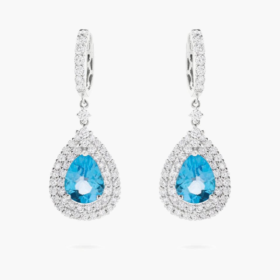 Blue topaz and diamond drop earrings