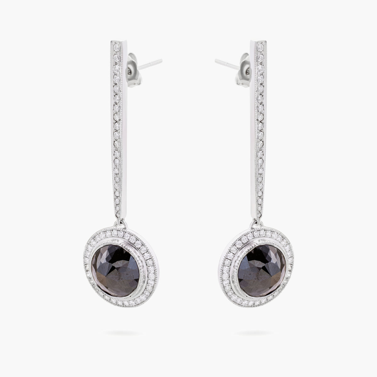 Black & white diamond drop earrings