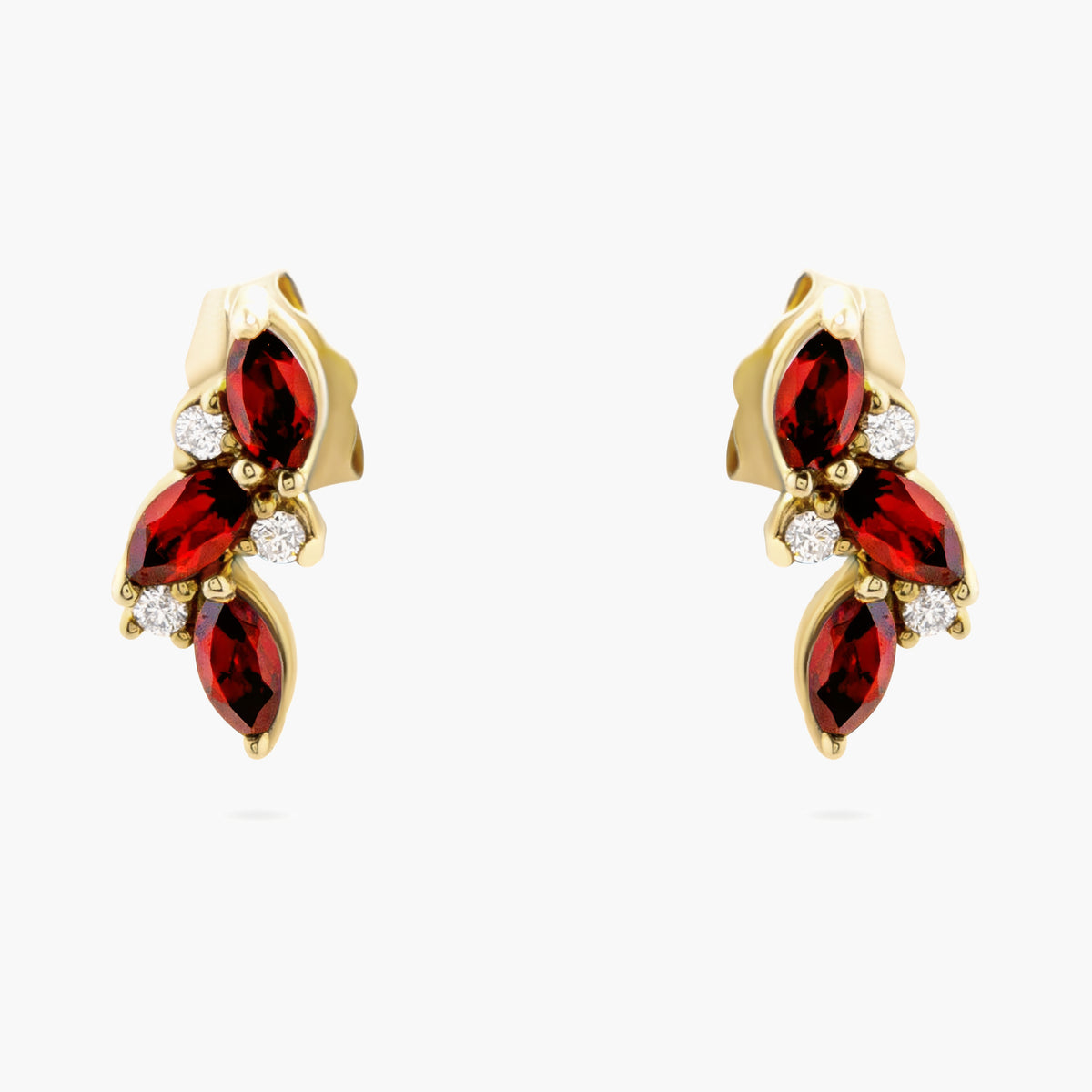 Garnet and diamond stud earrings