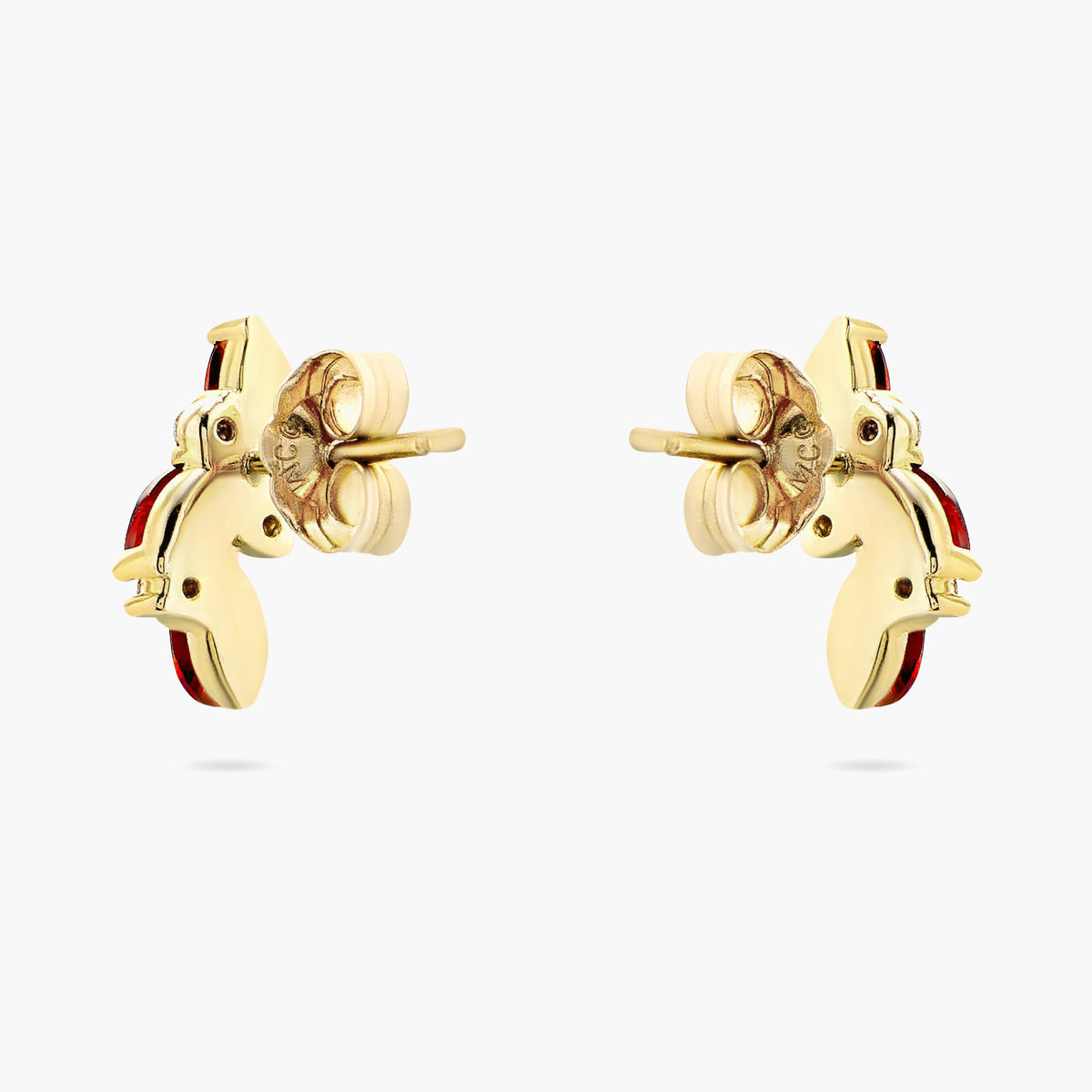 Garnet and diamond stud earrings