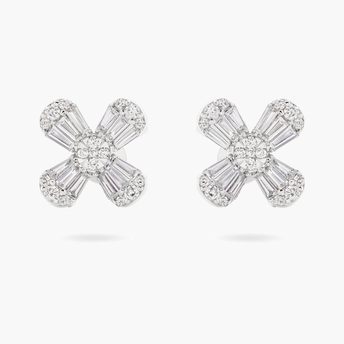 Diamond Flower Stud Earrings