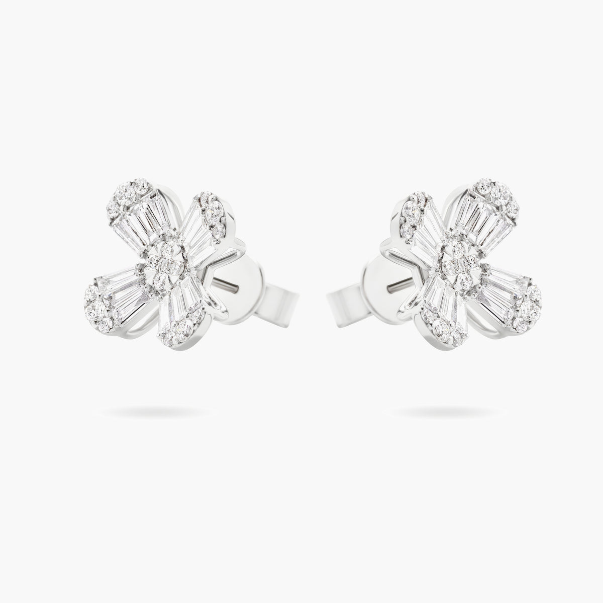 Diamond Flower Stud Earrings