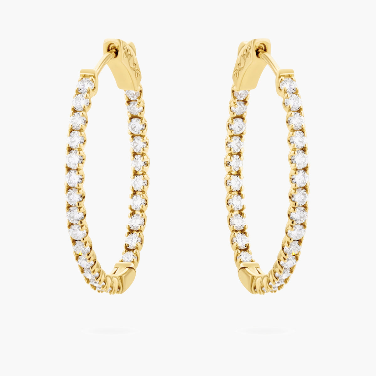Inside-Outside Oval Diamond Hoop Earrings