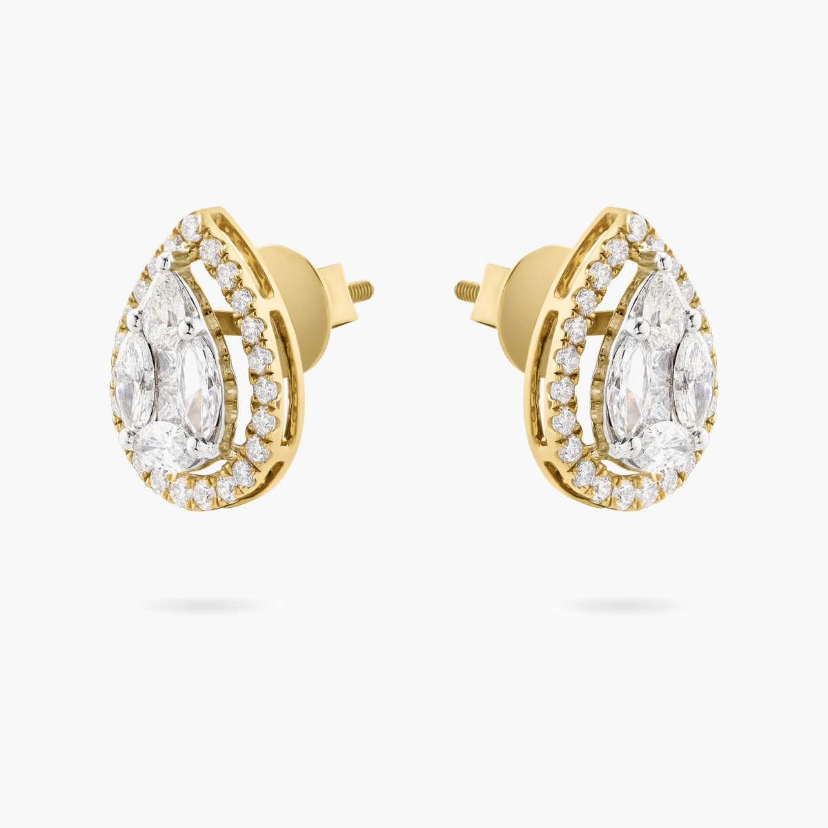 Illusion-Set Pear Diamond Stud Earrings