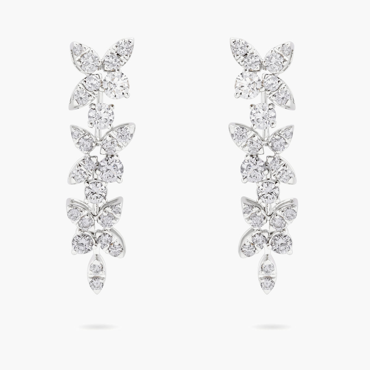 Diamond Flower Drop Earrings