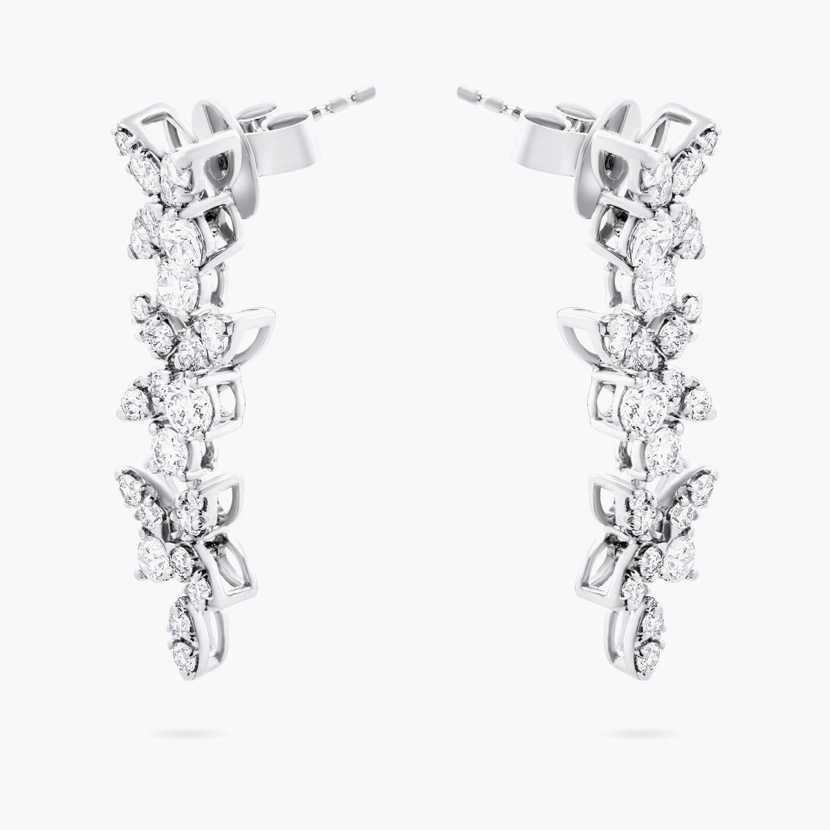 Diamond Flower Drop Earrings