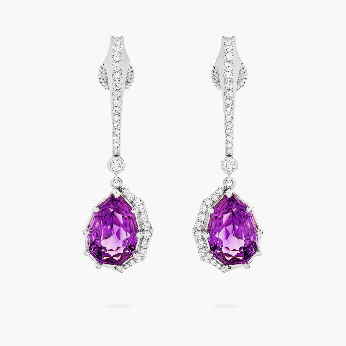 Amethyst and Diamond Drop Earrings