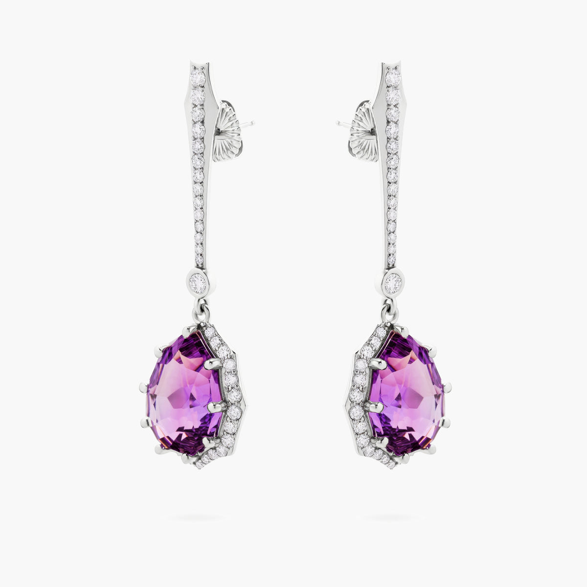 Amethyst and Diamond Drop Earrings
