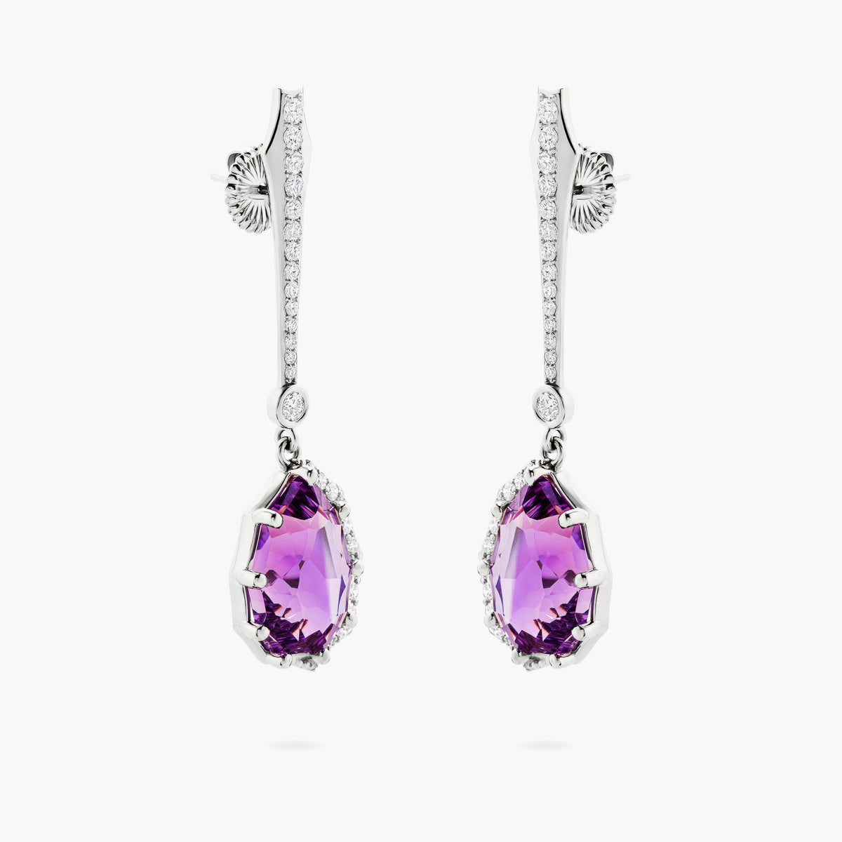 Amethyst and Diamond Drop Earrings