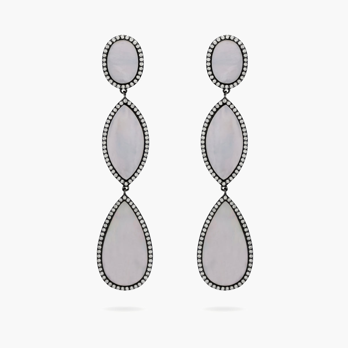 Mother of Pearl and Diamond Drop Earrings