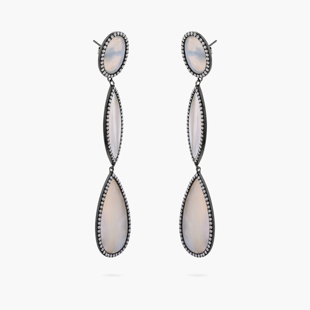 Mother of Pearl and Diamond Drop Earrings