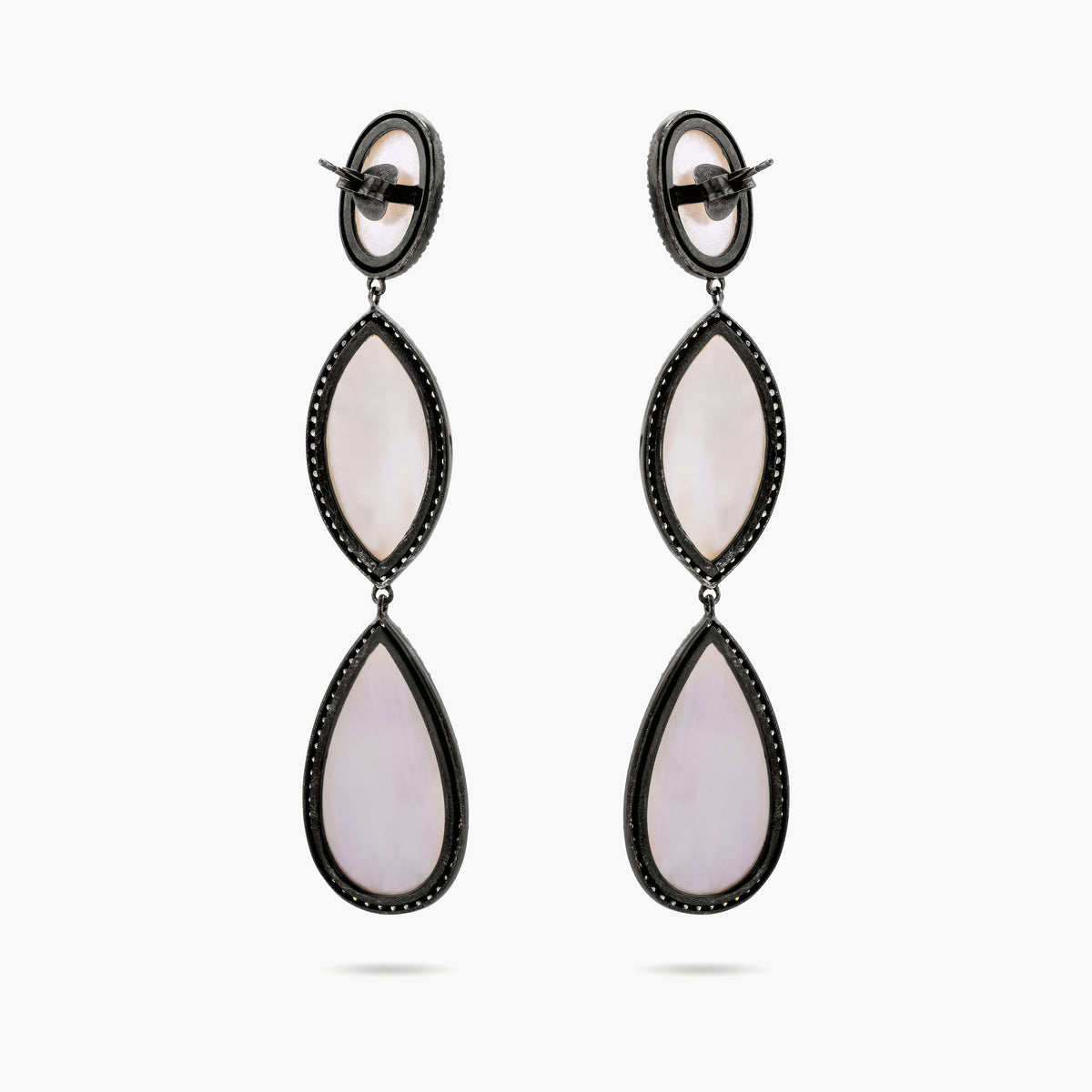 Mother of Pearl and Diamond Drop Earrings