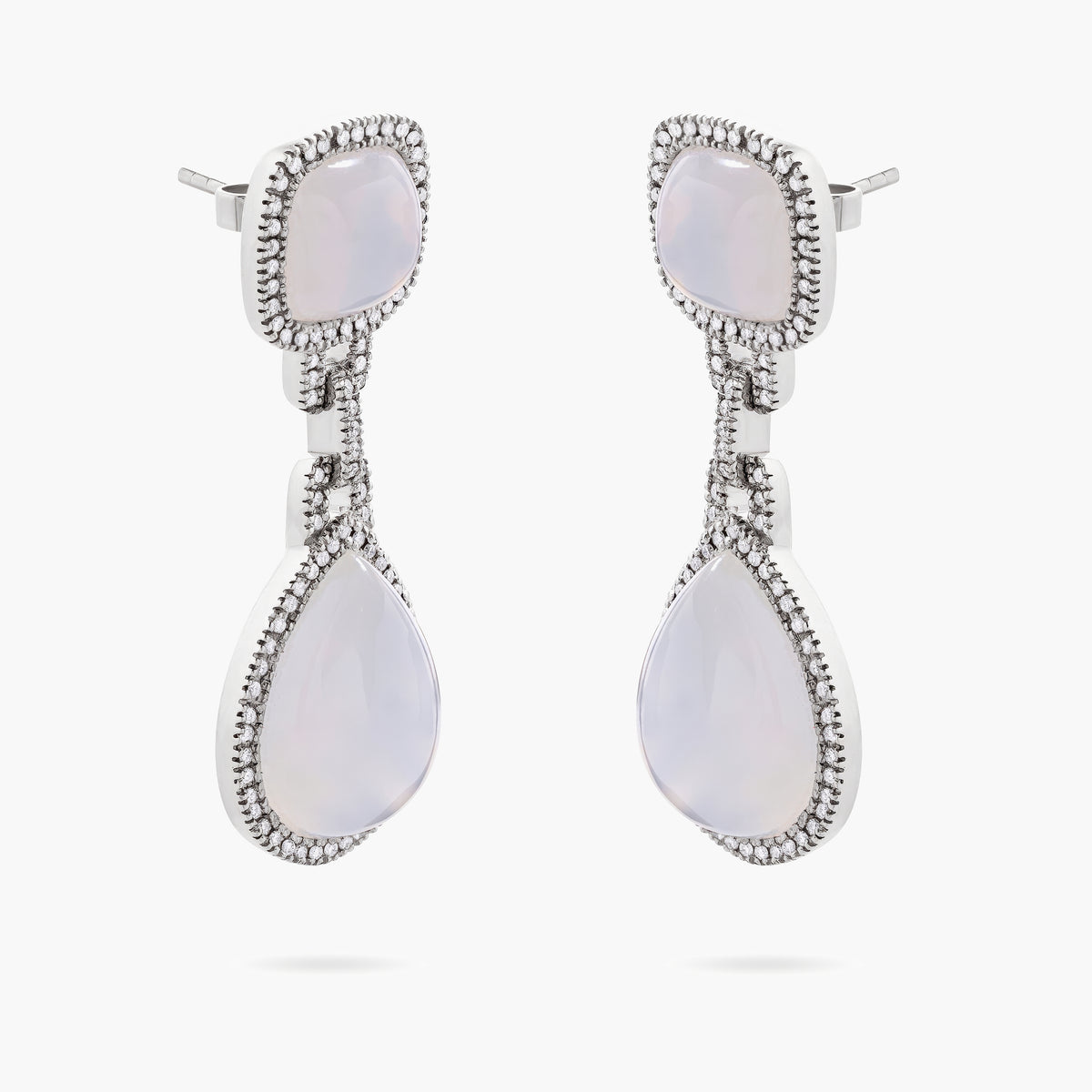 Moonstone and Diamond Drop Earrings