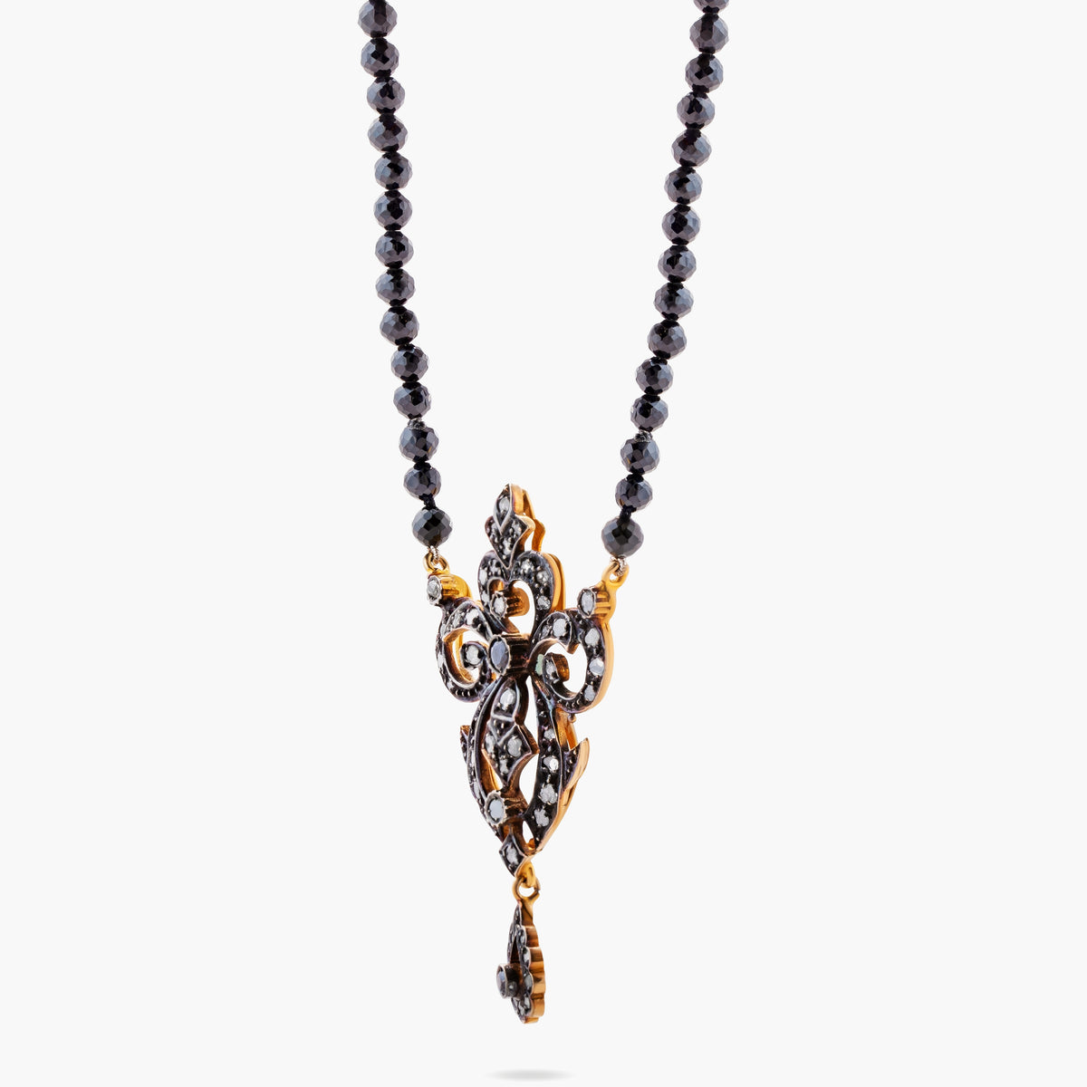 Antique Diamond pendant on spinel beads