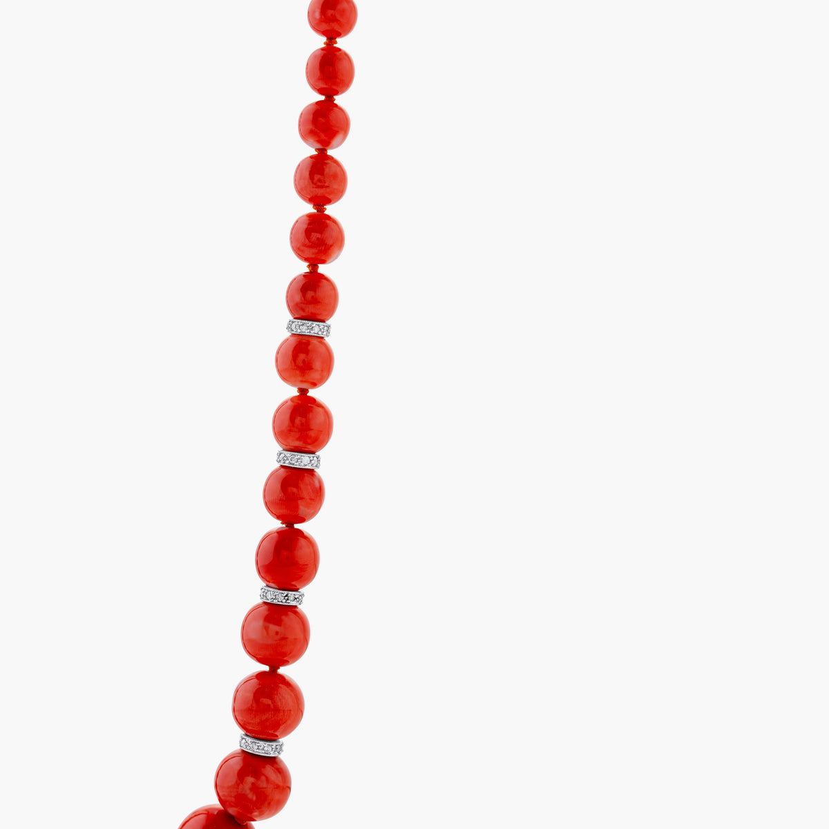 Coral beads w diamond rondelles