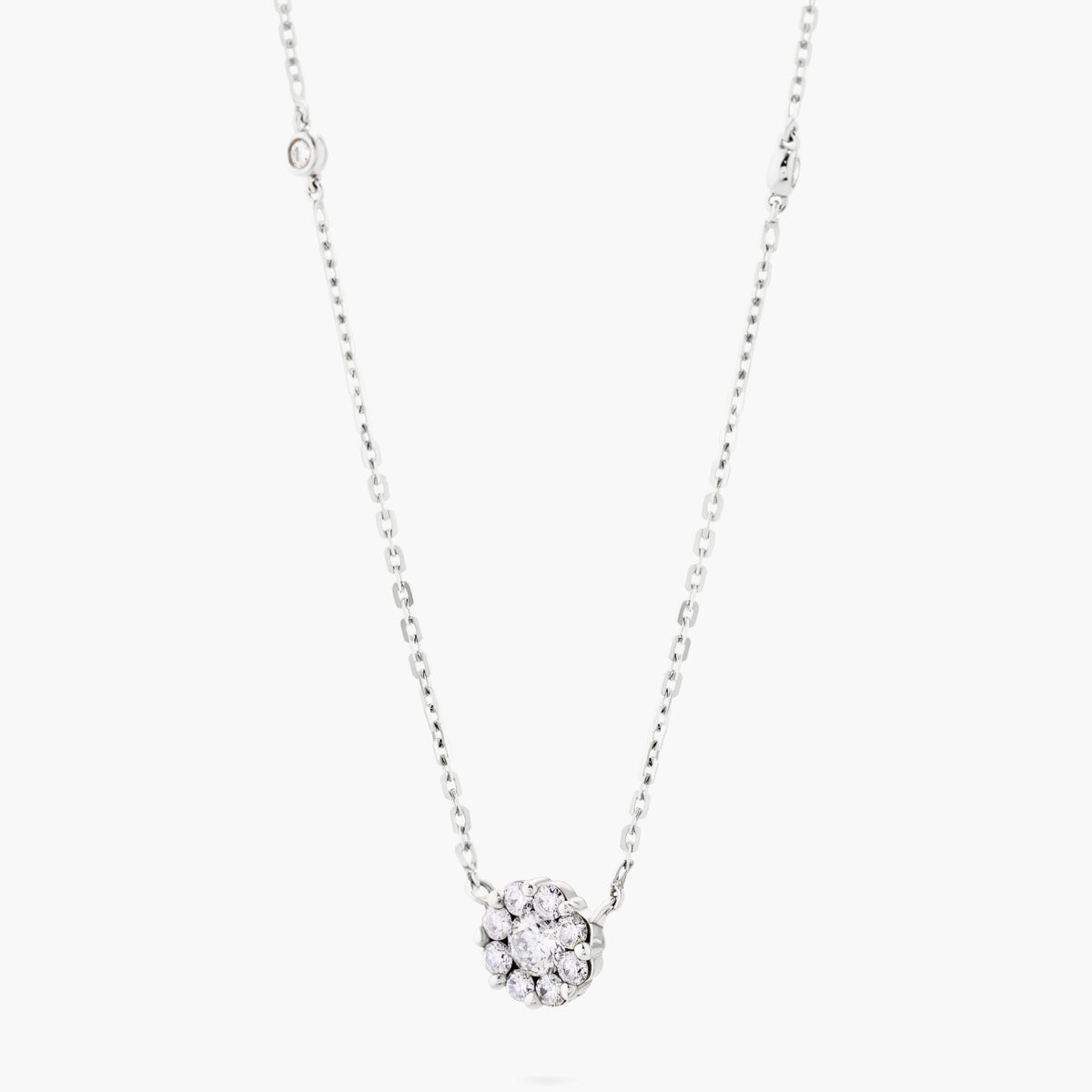 Diamond flower necklace w diamond station chain