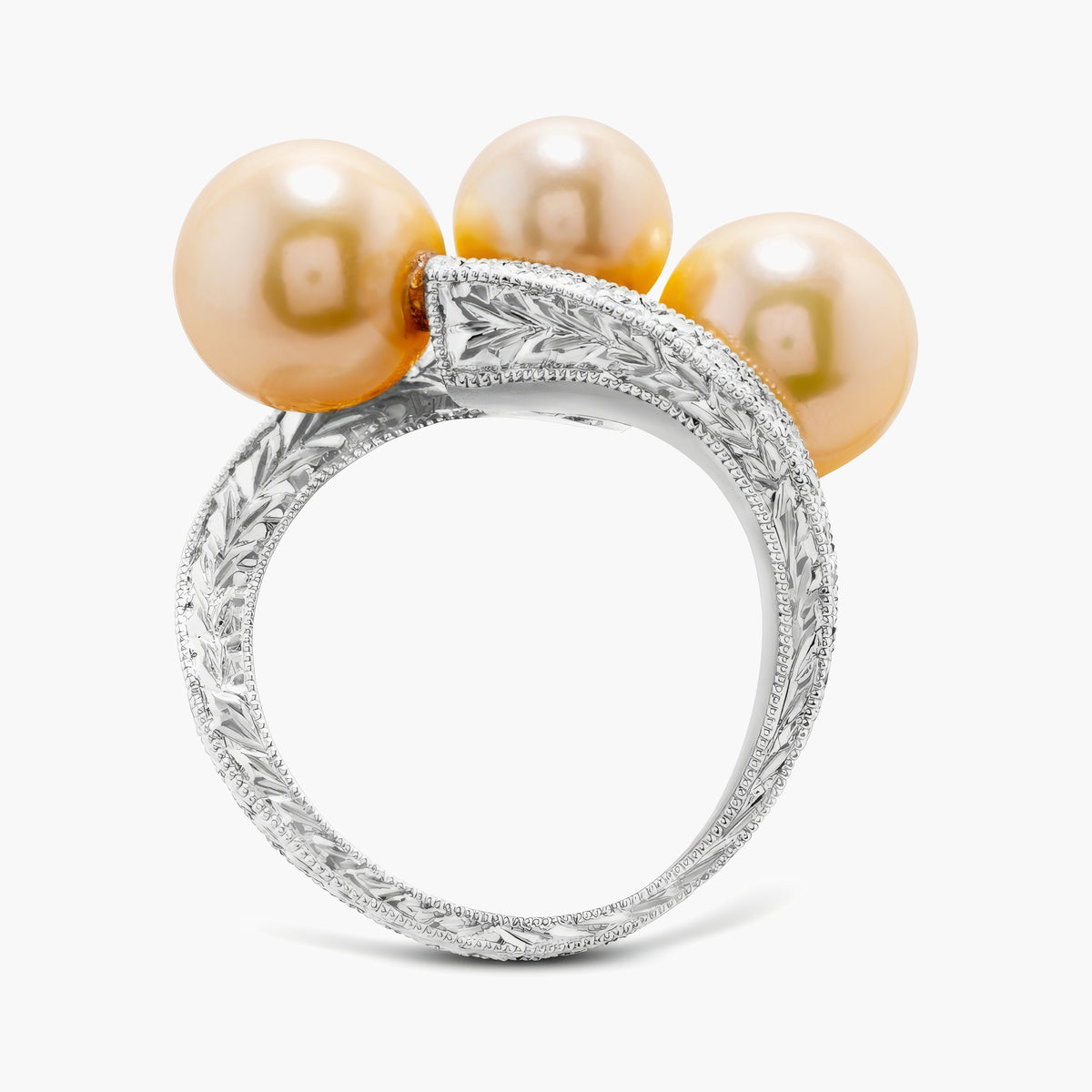 Bypass pearl & diamond ring