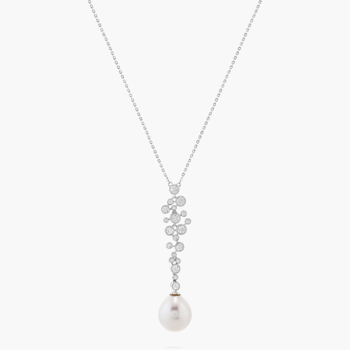 Diamond and south sea pearl drop necklace