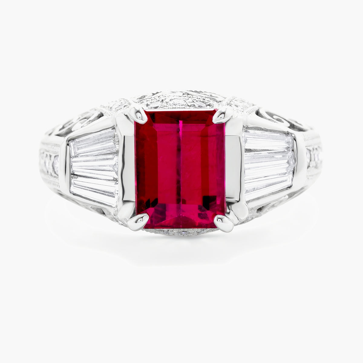 Rubellite & diamond ring