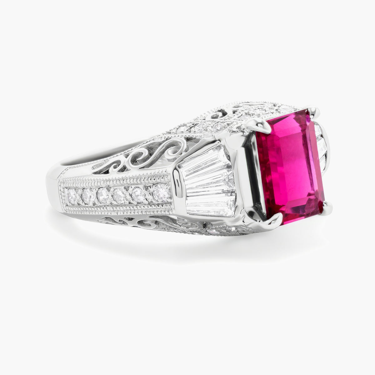 Rubellite & diamond ring