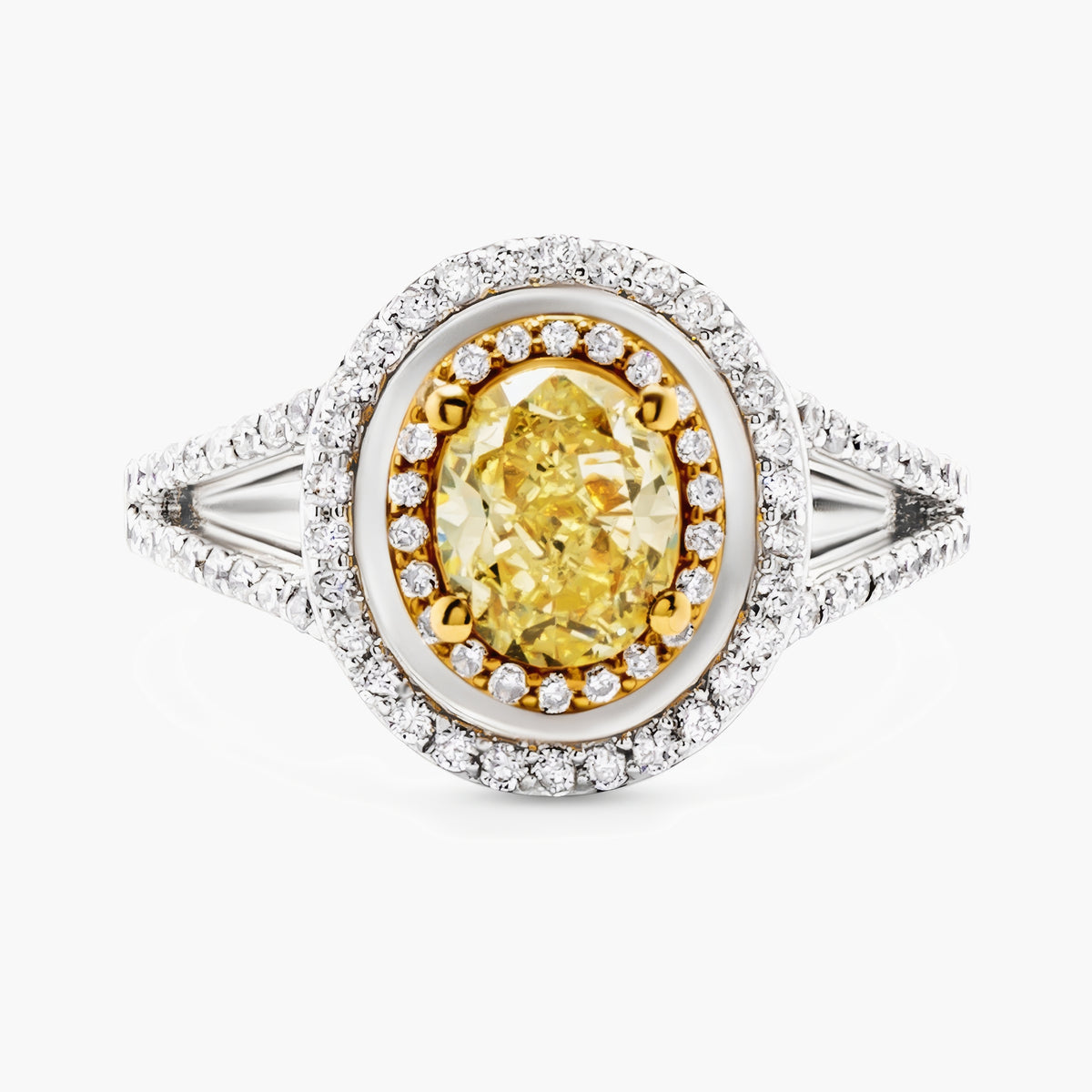 Yellow oval diamond ring