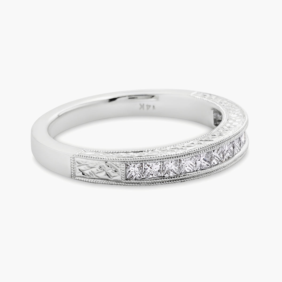Engraved diamond 1/2 eternity band