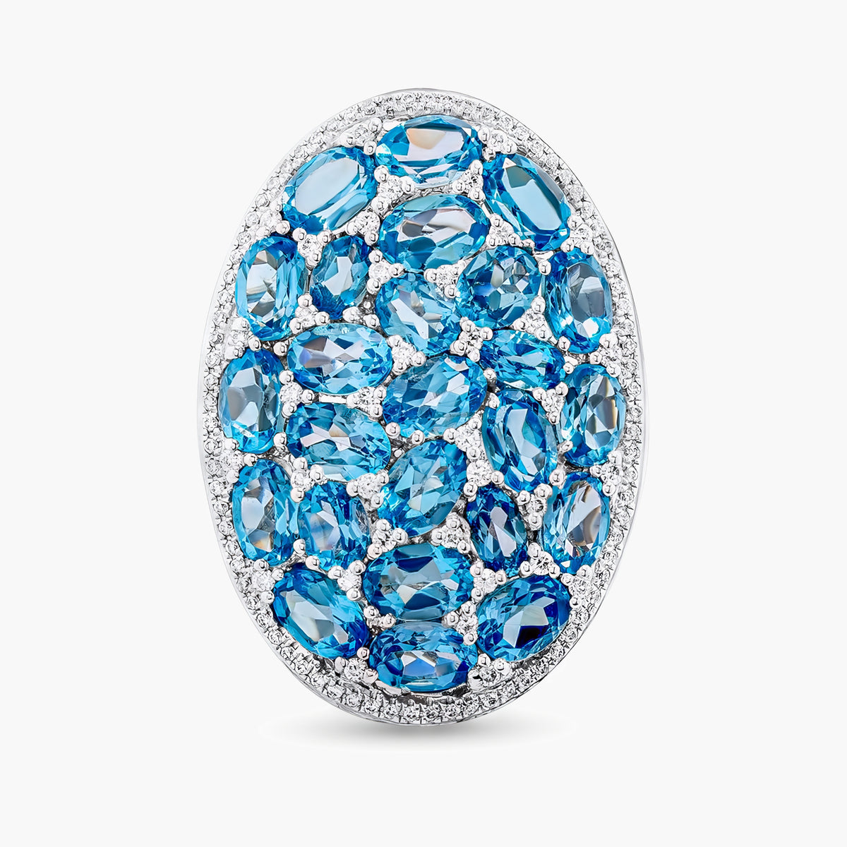 Blue topaz and diamond oval ring