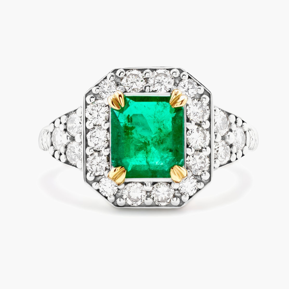 Emerald and diamond ring
